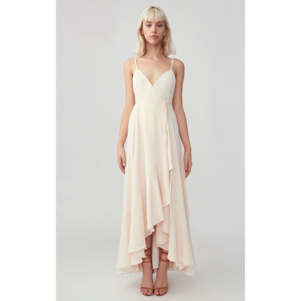 Fame & Partners Strappy Wrap Dress, Champagne, 4